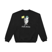 Malbon Golf Caddy Bear Crewneck Sweatshirt Black