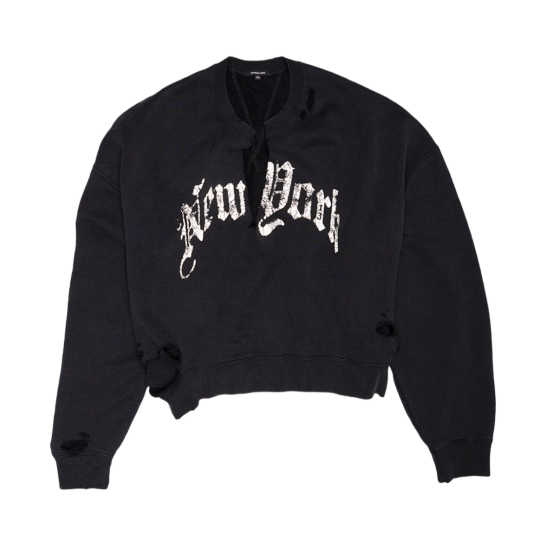 (W) R13 뉴욕 크롭 크루넥 애시드 블랙((W) R13 New York Cropped Crewneck Acid Black)