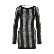 (W) Jaded London Umbra Shredded Mini Dress Black