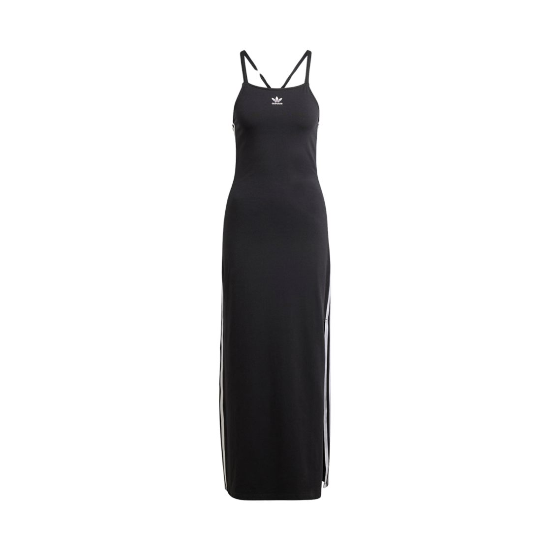 (W) 아디다스 아디컬러 삼선 맥시 드레스 블랙 - US 사이즈((W) Adidas Adicolor 3-Stripes Maxi Dress Black - US Sizing)