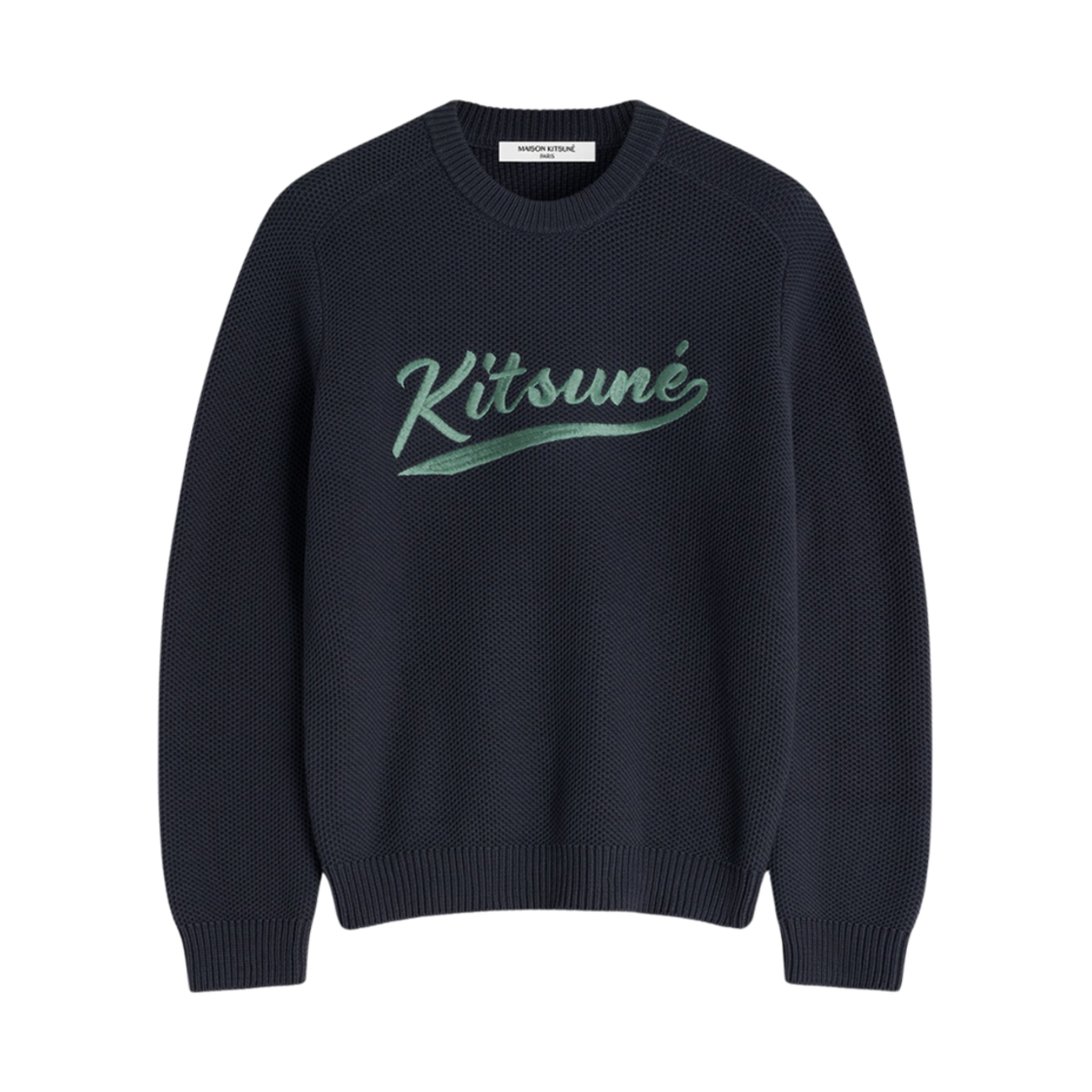 OM00808KT1137-0076 Maison Kitsune Varsity Embroidered Mesh Jumper Slate Grey