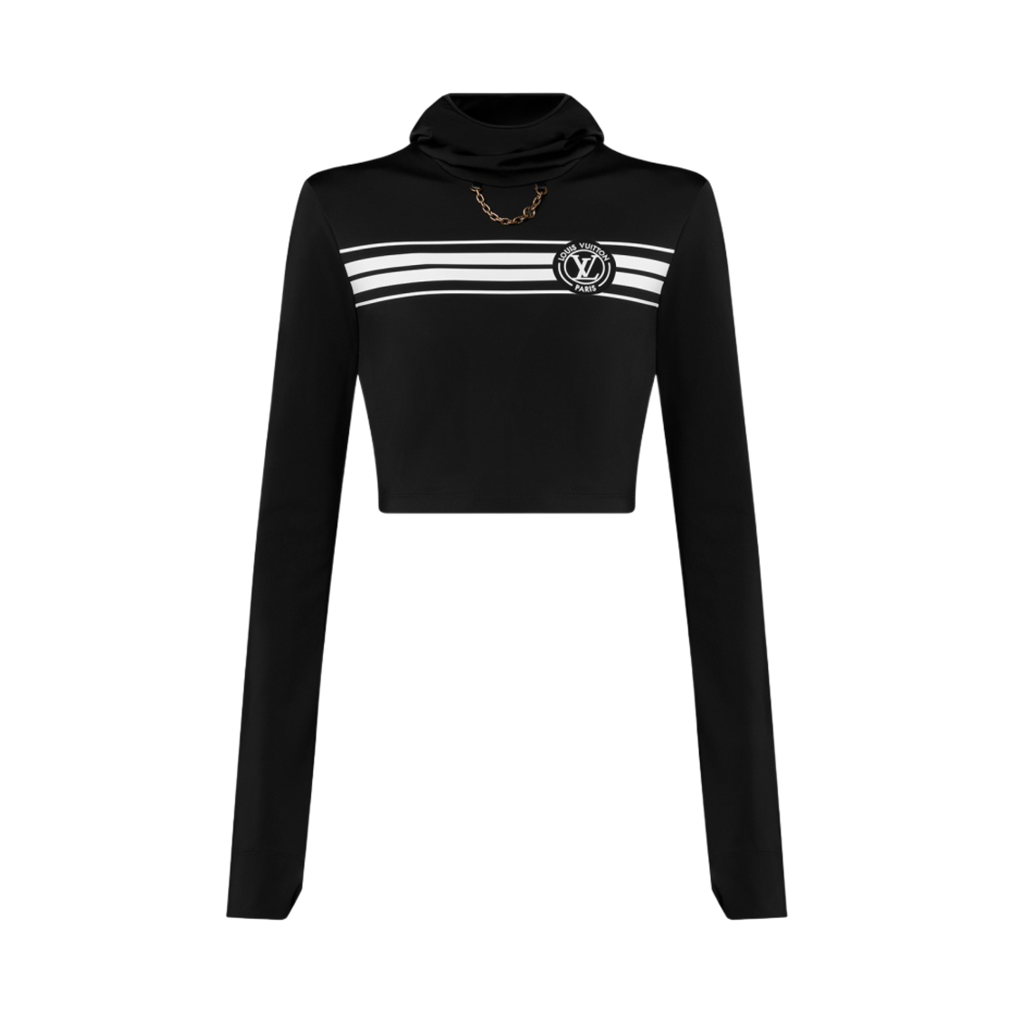 (W) 루이비통 스트라이프 후드 크롭 탑 블랙((W) Louis Vuitton LV Stripe Hooded Crop Top Black) - 1