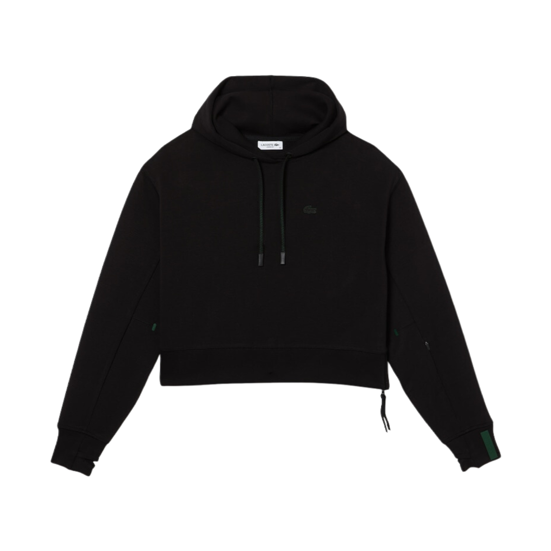 (W) 라코스테 사이드 집 디테일 후드 스웨트셔츠 블랙((W) Lacoste Side Zip Detail Hoodie Sweatshirt Black) - 1