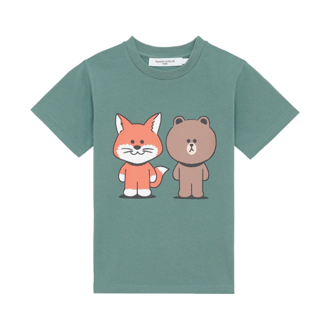 메종 키츠네 x 라인 프렌즈 빅 프린트 티셔츠 블루 그린(Maison Kitsune x Line Friends Big Print T-Shirt Blue Green) - 1