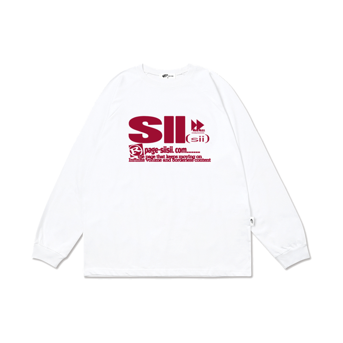 P242LS022WH pagesiisii Deep Pink Play Button Print Overfit Long Sleeve White