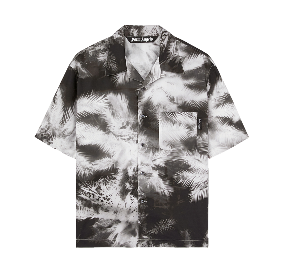P8IMMD198 Palm Angels Black Blueprint Palms Shirt Black - Off