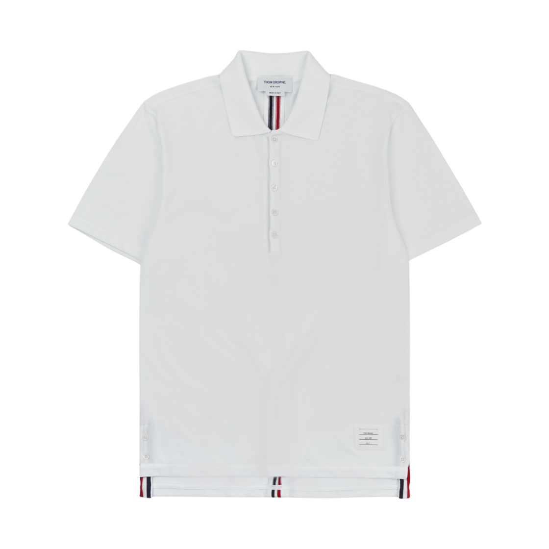 톰브라운 코튼 피케 센터백 스트라이프 릴렉스 핏 폴로 화이트(Thom Browne Cotton Pique Center Back Stripe Relaxed Fit Polo White)