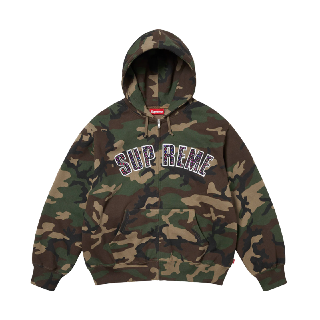 슈프림 x B.B. 사이먼 집업 후드 스웨트셔츠 우드랜드 카모 - 25SS