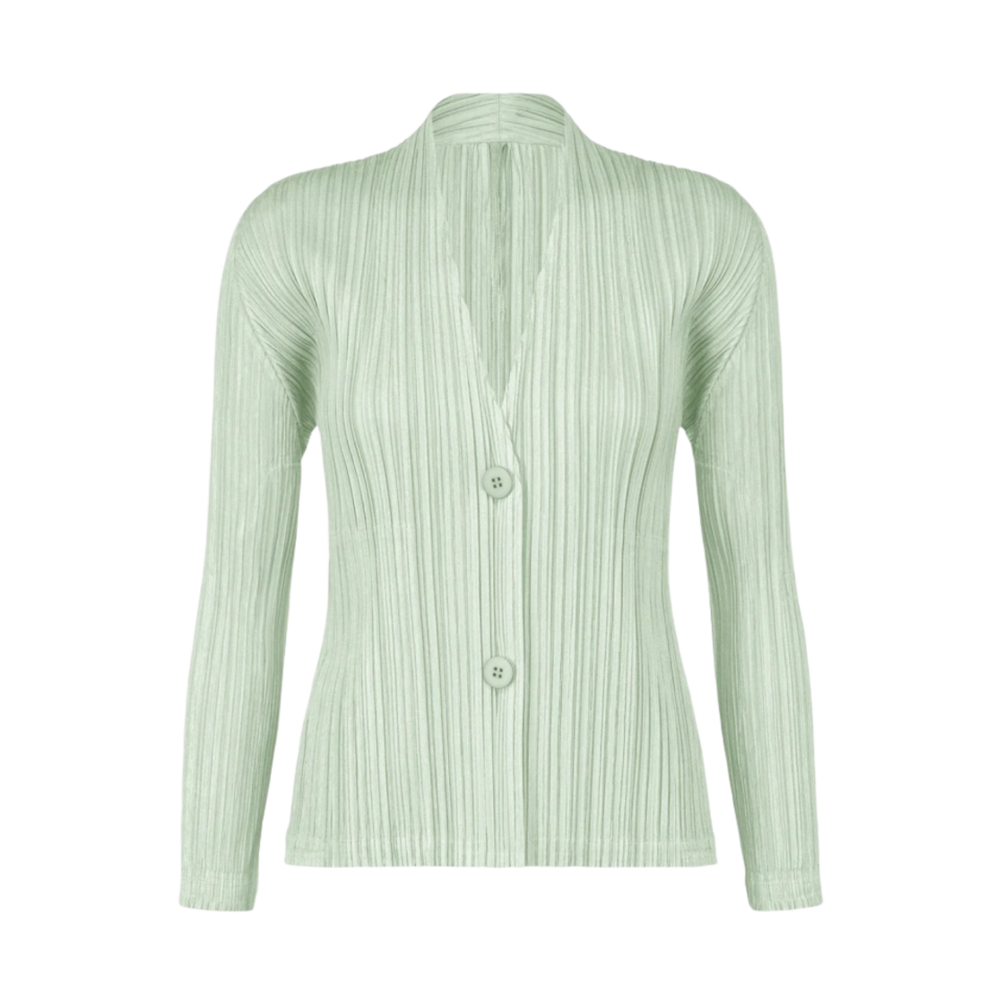 (W) 플리츠 플리즈 이세이 미야케 멜로우 플리츠 가디건 페일 그린((W) Pleats Please Issey Miyake Mellow Pleats Cardigan Pale Green) - 1