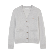 (W) Maison Kitsune Baby Fox Patch Boxy Cardigan Light Grey Melange