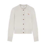 (W) Maison Kitsune Baby Fox Patch Fitted Cardigan Light Grey Melange
