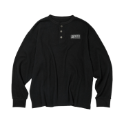 ETCE Prototype Henley Neck Waffle Knit Black