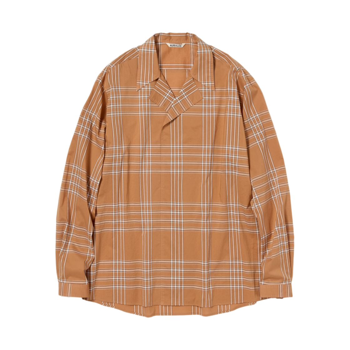 A25SS02TC Auralee Washed Finx Typewriter Check P/O Shirt Amber Check - 25SS