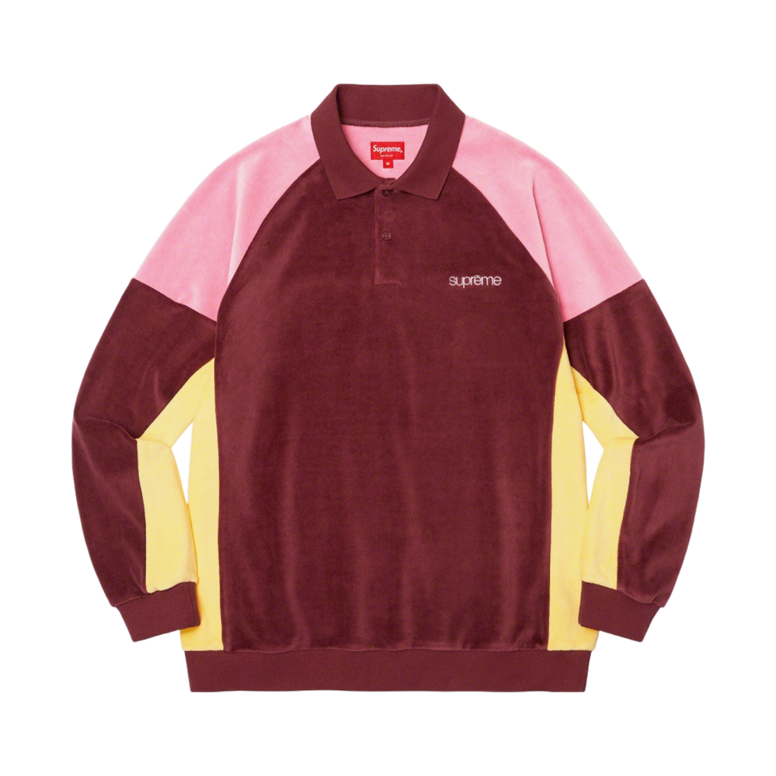 슈프림 패널드 벨루어 롱슬리브 폴로 카디널 - 22FW(Supreme Paneled Velour L/S Polo Cardinal - 22FW) - 1