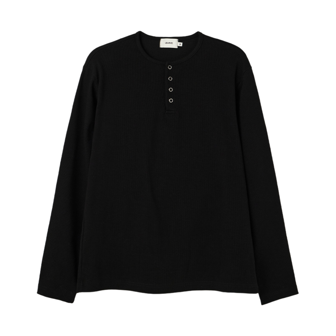 LE7SIN08-BK LEARVE Titan Snap Henley Neck T-Shirt Black