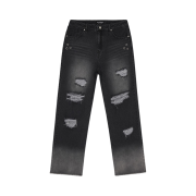 Flavorism Grunge Destroyed Washed Denim Pants Black