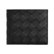 Bottega Veneta Intrecciato Bi-Fold Wallet Black Madder Brown