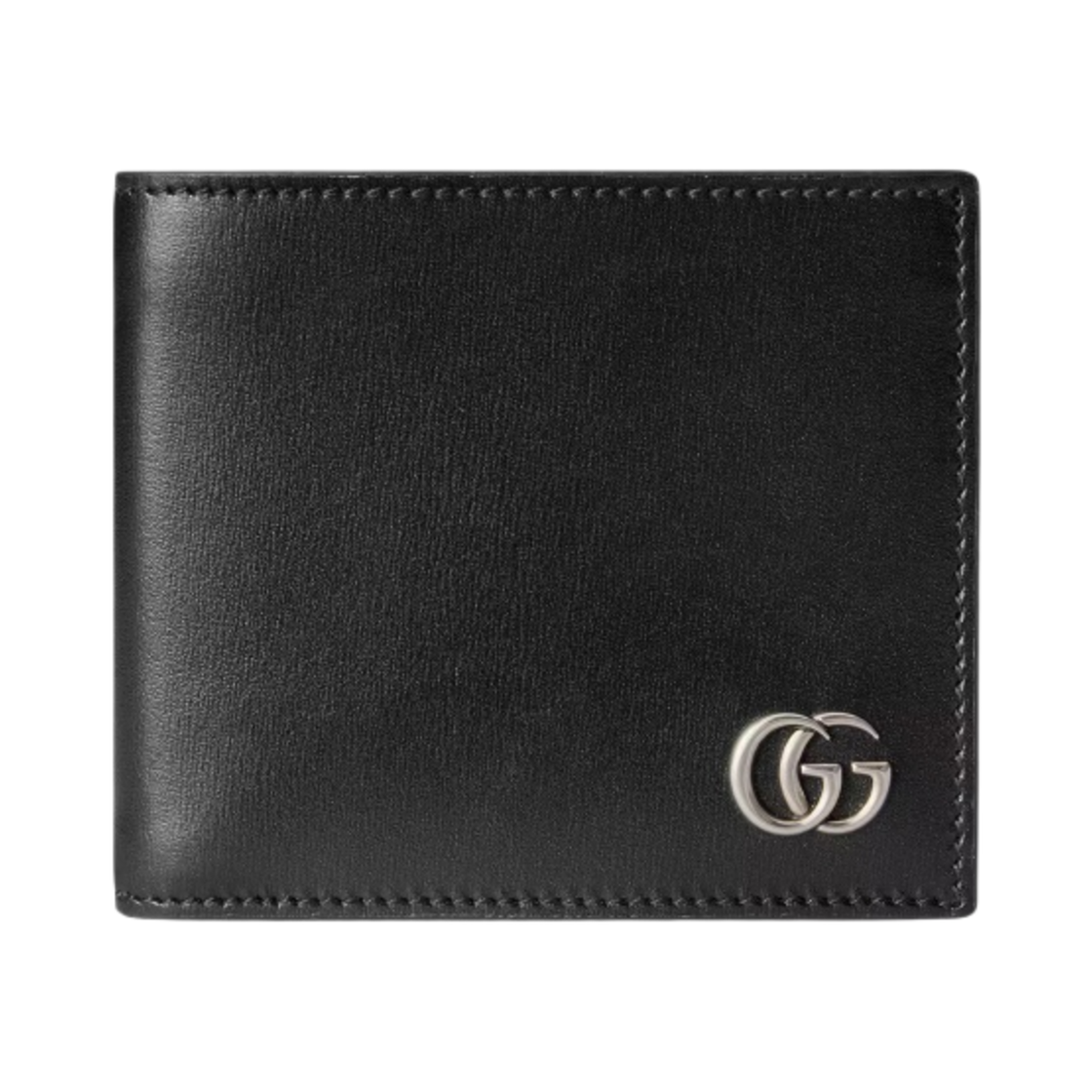 구찌 GG 마몽 스무스 레더 반지갑 블랙 실버(Gucci GG Marmont Smooth Leather Bi-Fold Wallet Black Silver)