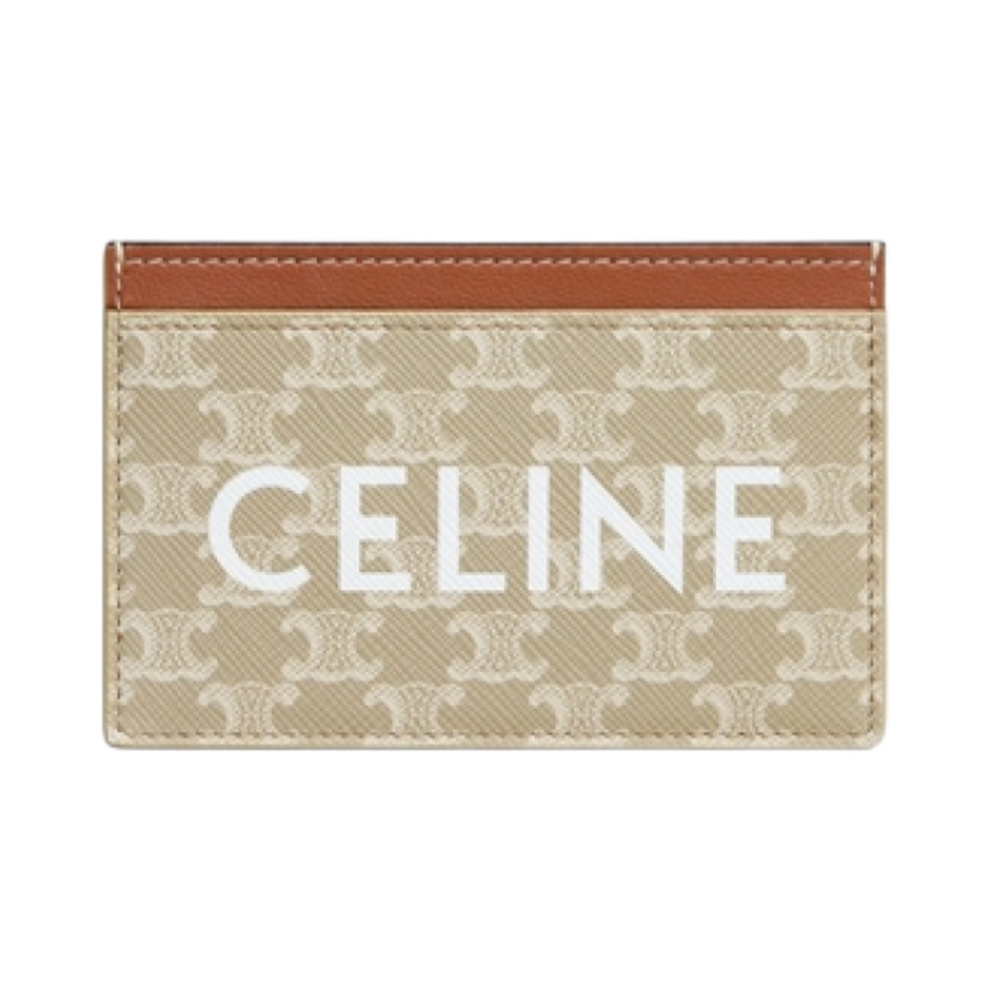 10B702FI9-02GR Celine Card Holder in Triomphe Canvas with Celine Print Grege