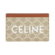 Celine Card Holder in Triomphe Canvas with Celine Print Grege