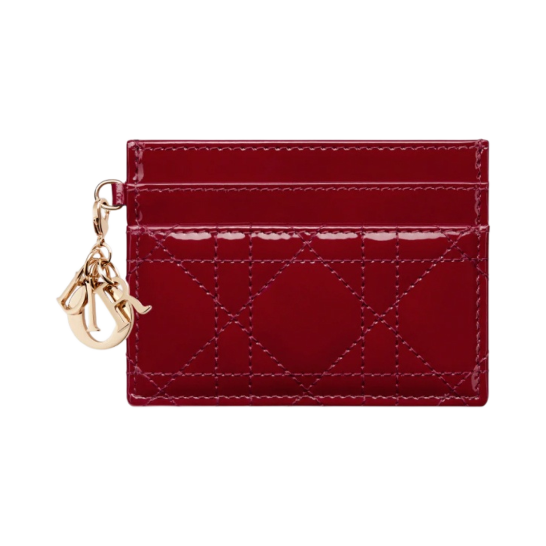 디올 레이디 5 슬롯 카드 홀더 페이턴트 까나쥬 카프스킨 체리 레드(Dior Lady Five Slot Card Holder Patent Cannage Calfskin Cherry Red)