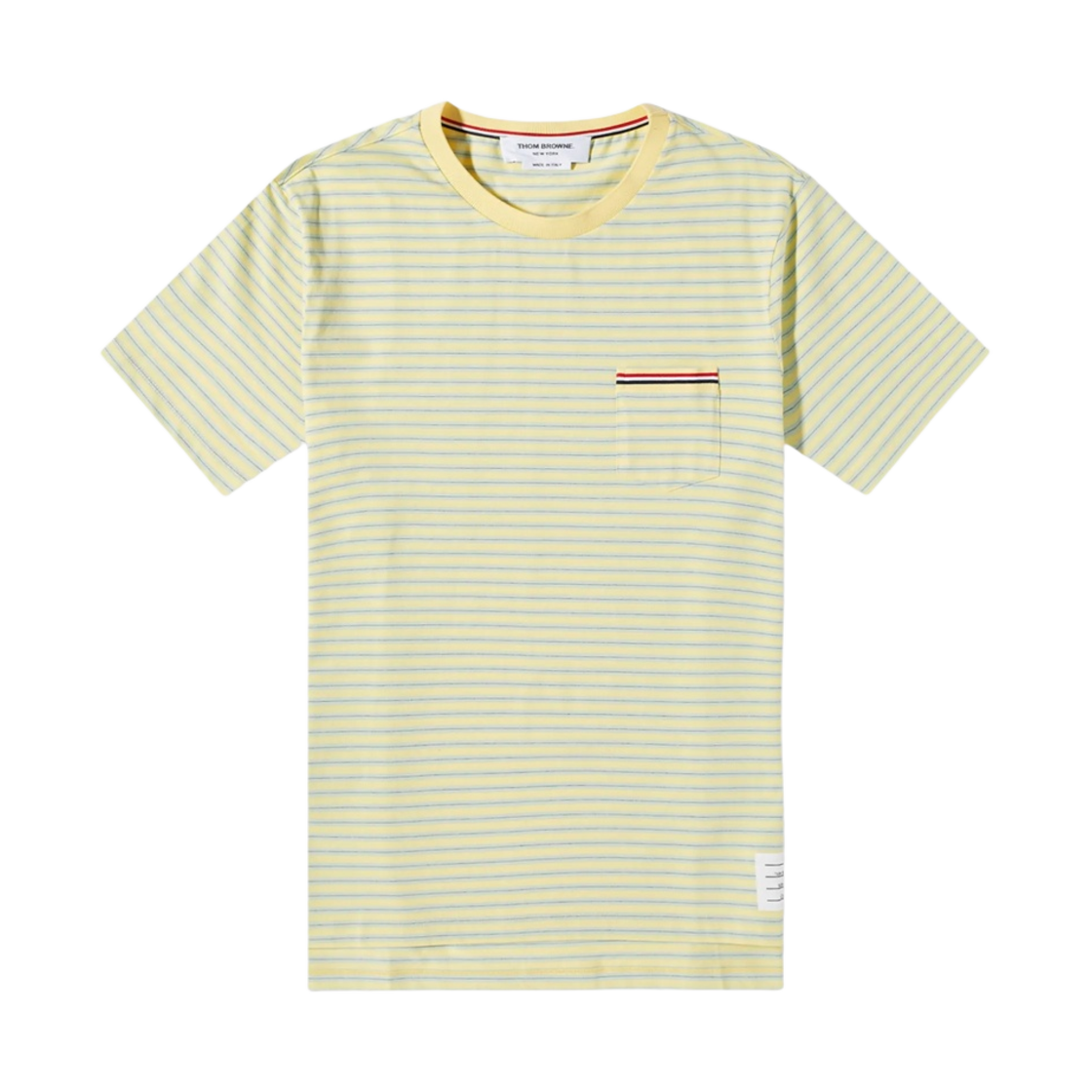 톰브라운 스트라이프 저지 숏슬리브 포켓 티셔츠 그린 라이트 옐로우(Thom Browne Stripe Jersey Short Sleeve Pocket T-Shirt Green Light Yellow) - 1