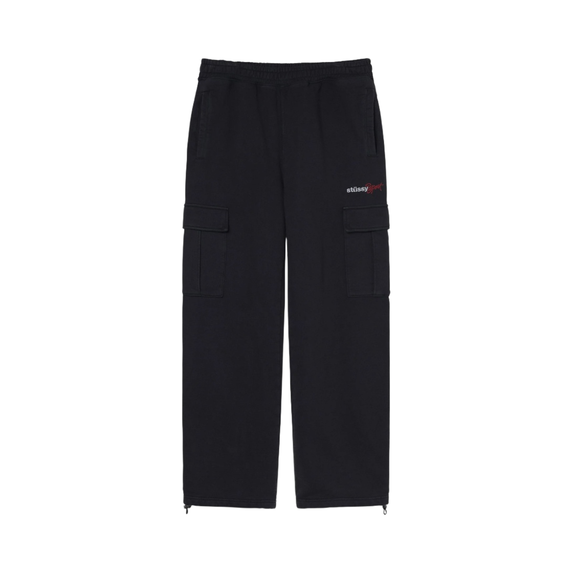 스투시 스포츠 카고 플리스 팬츠 블랙