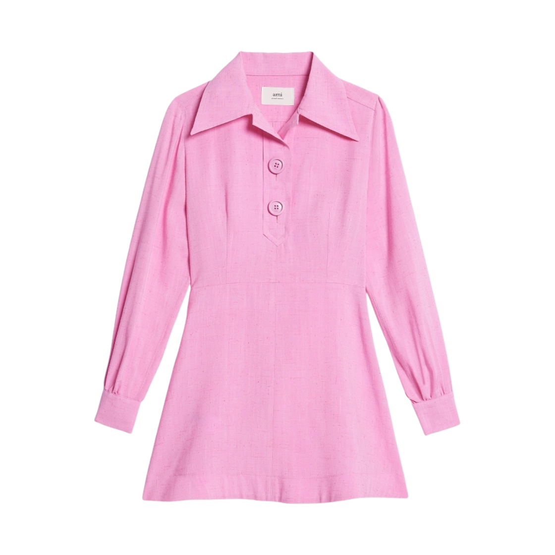 (W) 아미 버튼 칼라 숏 드레스 캔디 핑크((W) AMI Buttoned Collar Short Dress Candy Pink) - 1