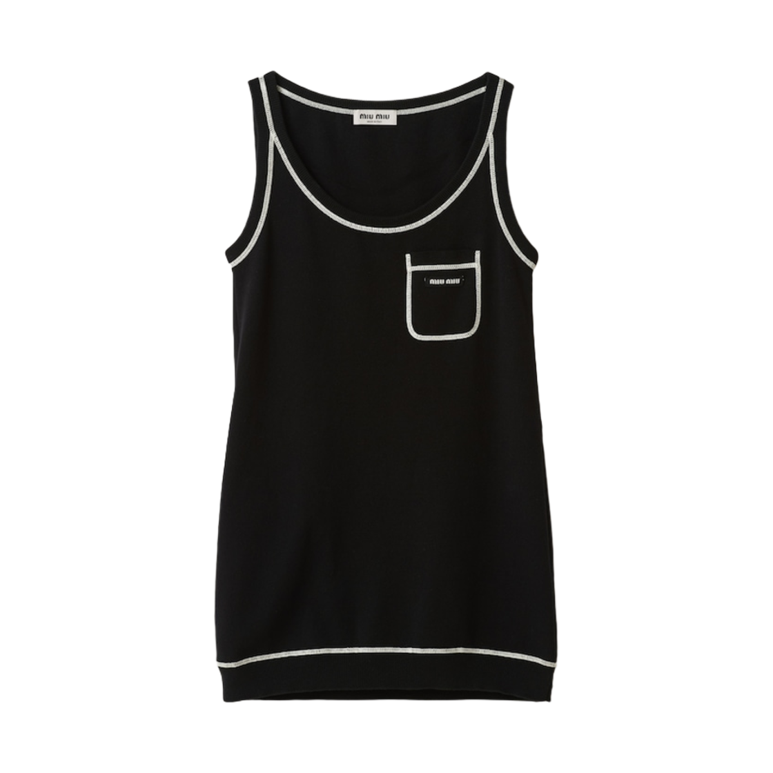 MMA772-12ZK-F0967 (W) Miu Miu Scoop Neck Cotton Tank Dress Black White