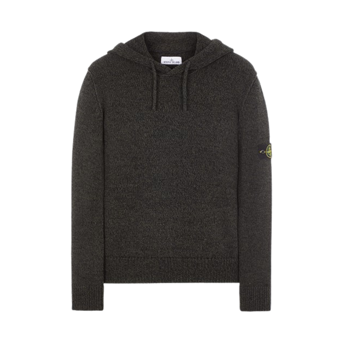 7915559A4-V0029 Stone Island 559A4 Three-Color Mouline Lambswool Hooded Knit Black - 23FW