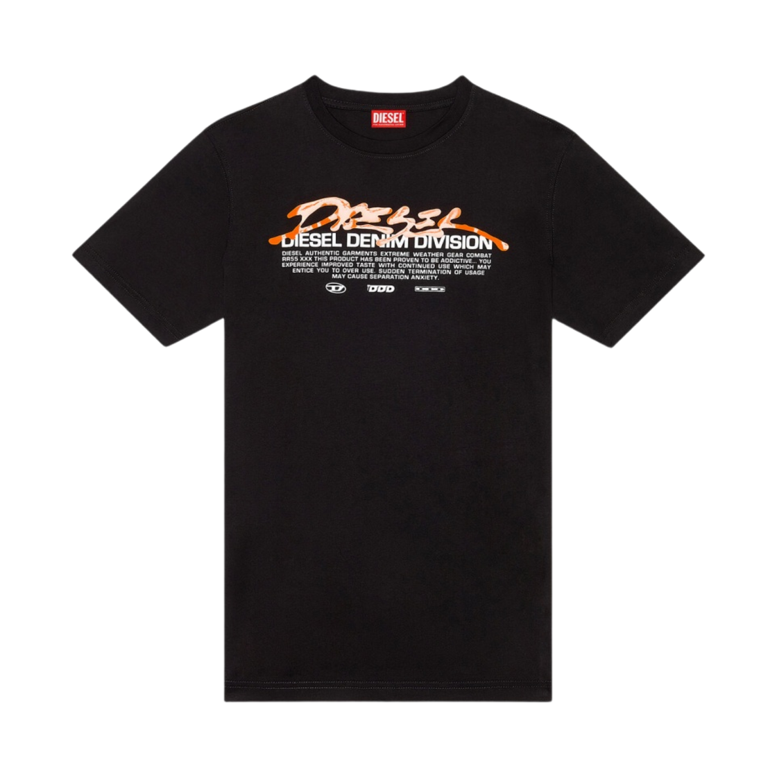 디젤 T-저스트-L3 젤 디젤 프린트 티셔츠 블랙(Diesel T-Just-L3 T-Shirt with Gel Diesel Print Black) - 1
