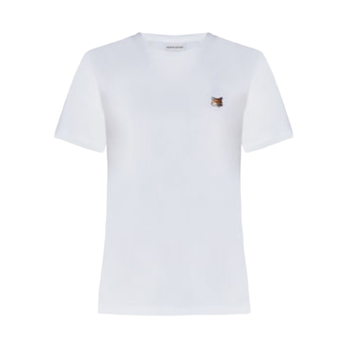 (W) 메종 키츠네 폭스 헤드 패치 레귤러 티셔츠 화이트((W) Maison Kitsune Fox Head Patch Regular T-Shirt White)