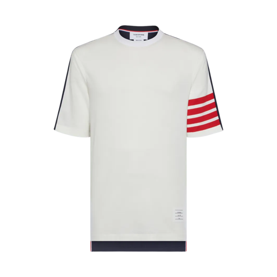 MJS285A-07862-960 Thom Browne 4-Bar Stripe Two-Tone T-Shirt White