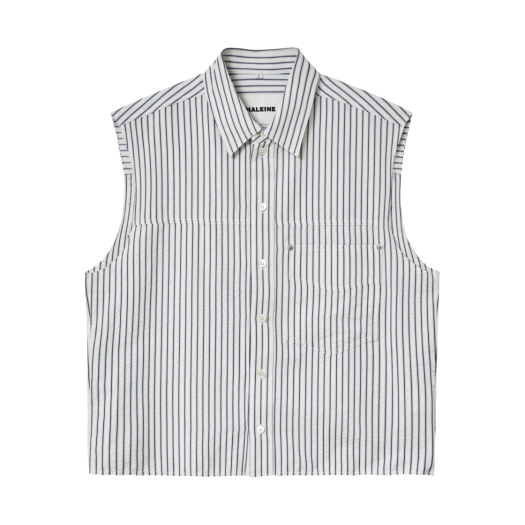WT233 Haleine Cut-Off Striped Sleeveless Shirt Blue