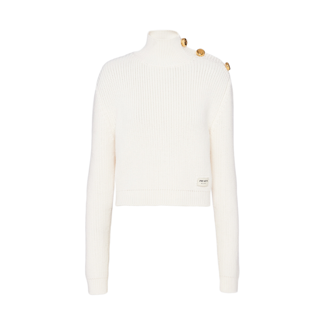 P26491-1VI6-F0009 (W) Prada Wool Turtleneck Sweater White - 대표 이미지 #1