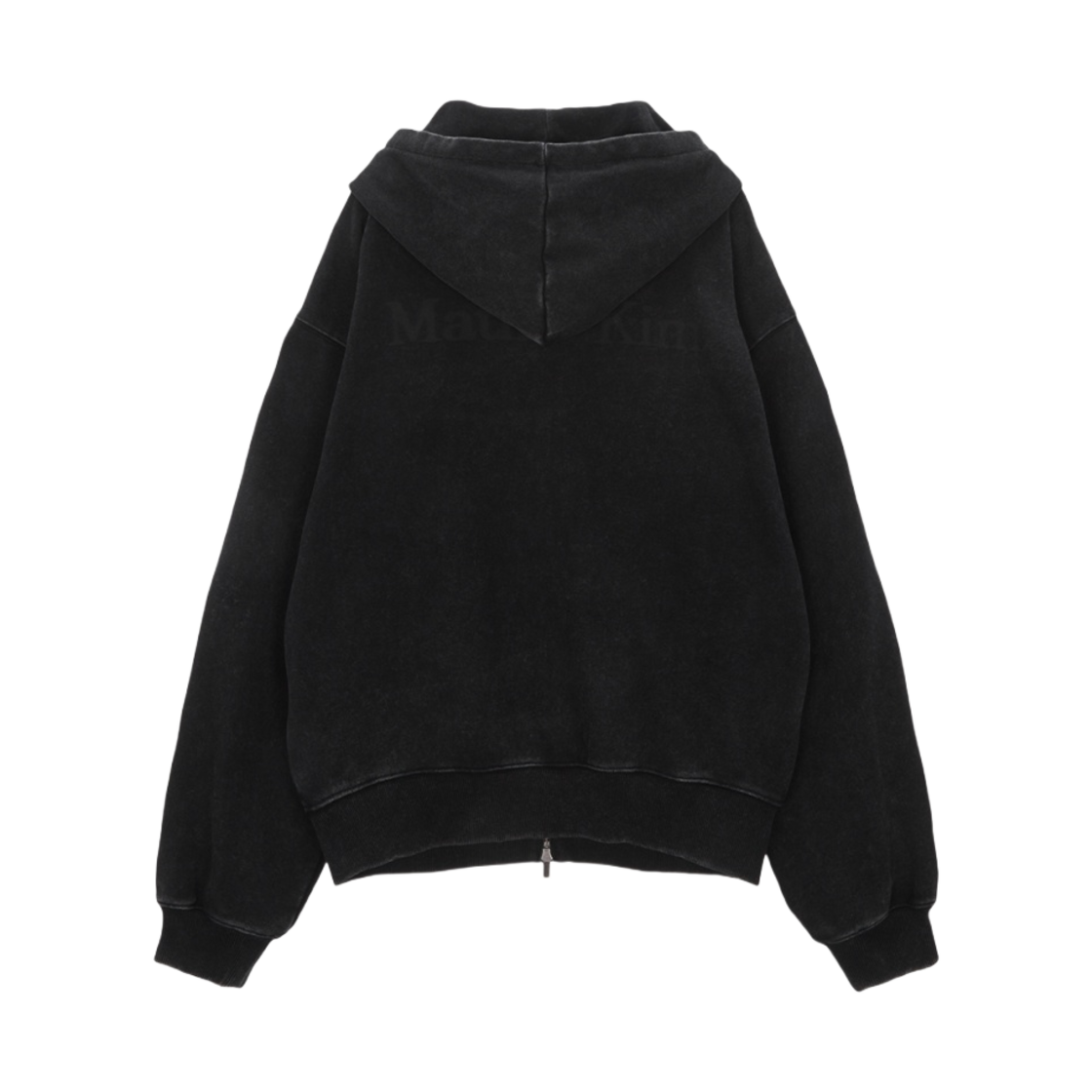 (W) 마뗑킴 피그먼트 다잉 로고 후드 집업 블랙((W) Matin Kim Pigment Dying Logo Hoody Zip Up Black) - 2