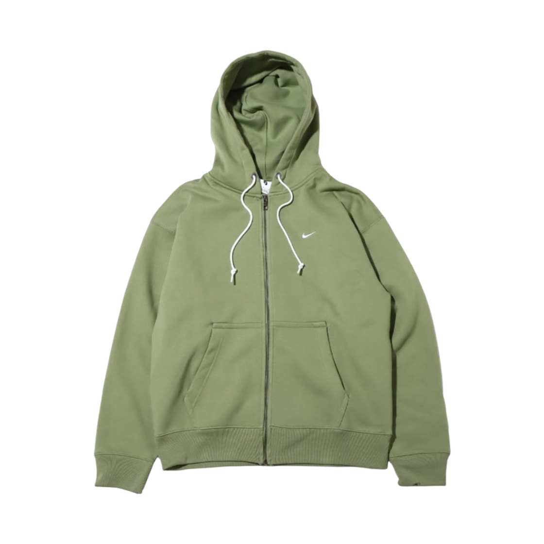 나이키 NRG 솔로 스우시 풀 집업 후드 오일 그린 - 아시아(Nike NRG Solo Swoosh Full Zip Hoodie Oil Green - Asia)