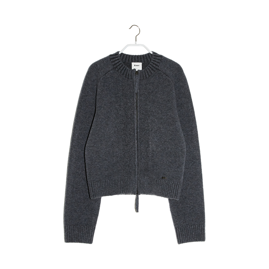 엔오르 우먼 메리노 울 니트 집업  다크 그레이