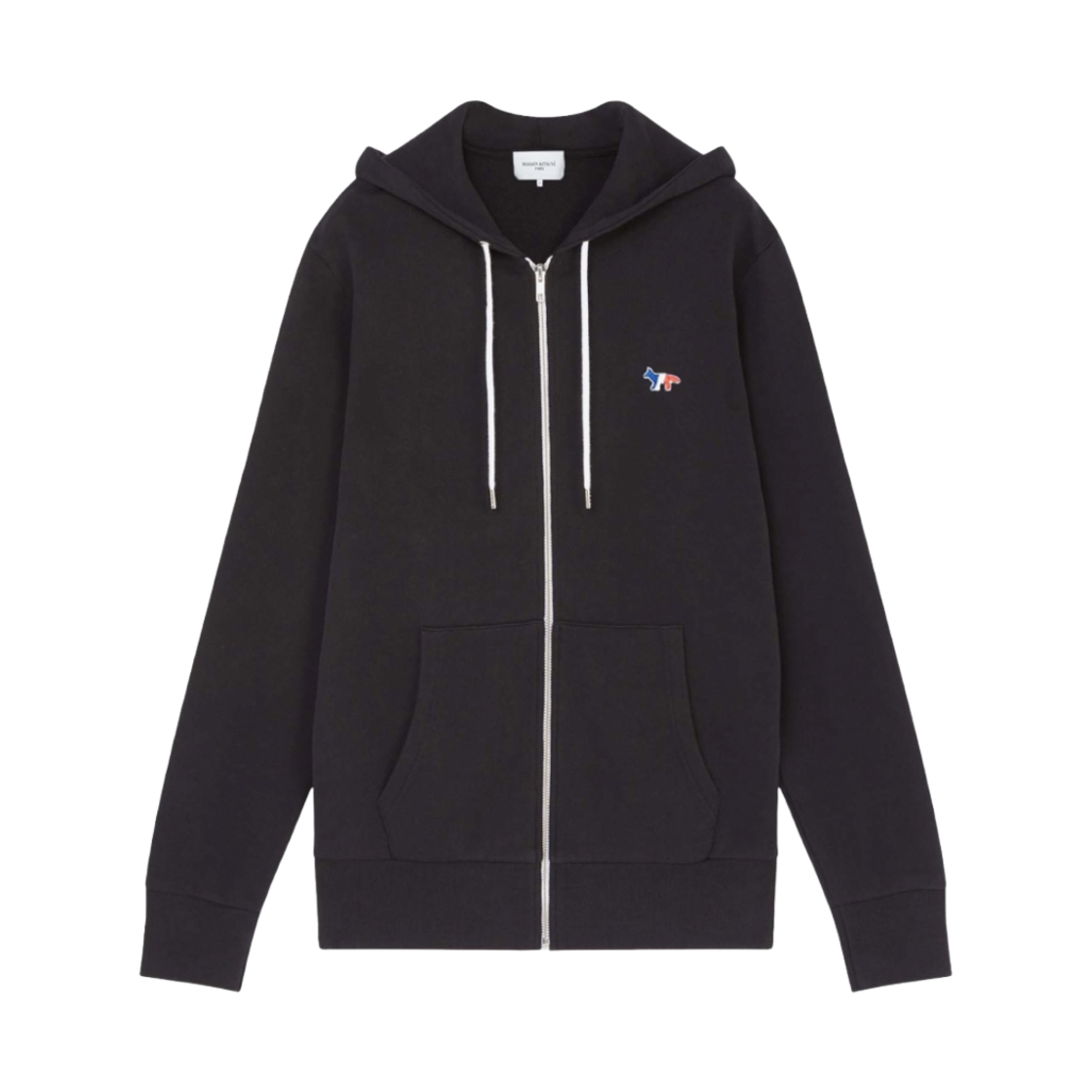 메종 키츠네 트라이컬러 폭스 패치 후드 집업 블랙(Maison Kitsune Tricolor Fox Patch Zip Hoodie Black)