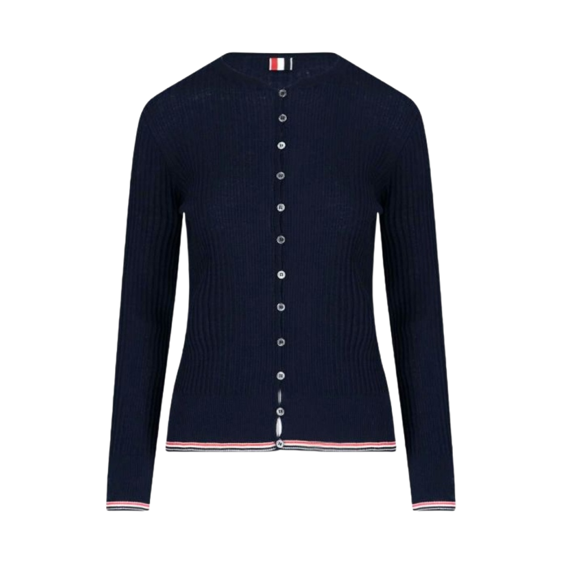 FKC478A-Y1025-415 (W) Thom Browne Baby Cable Wool Crepe Crewneck Cardigan Blue