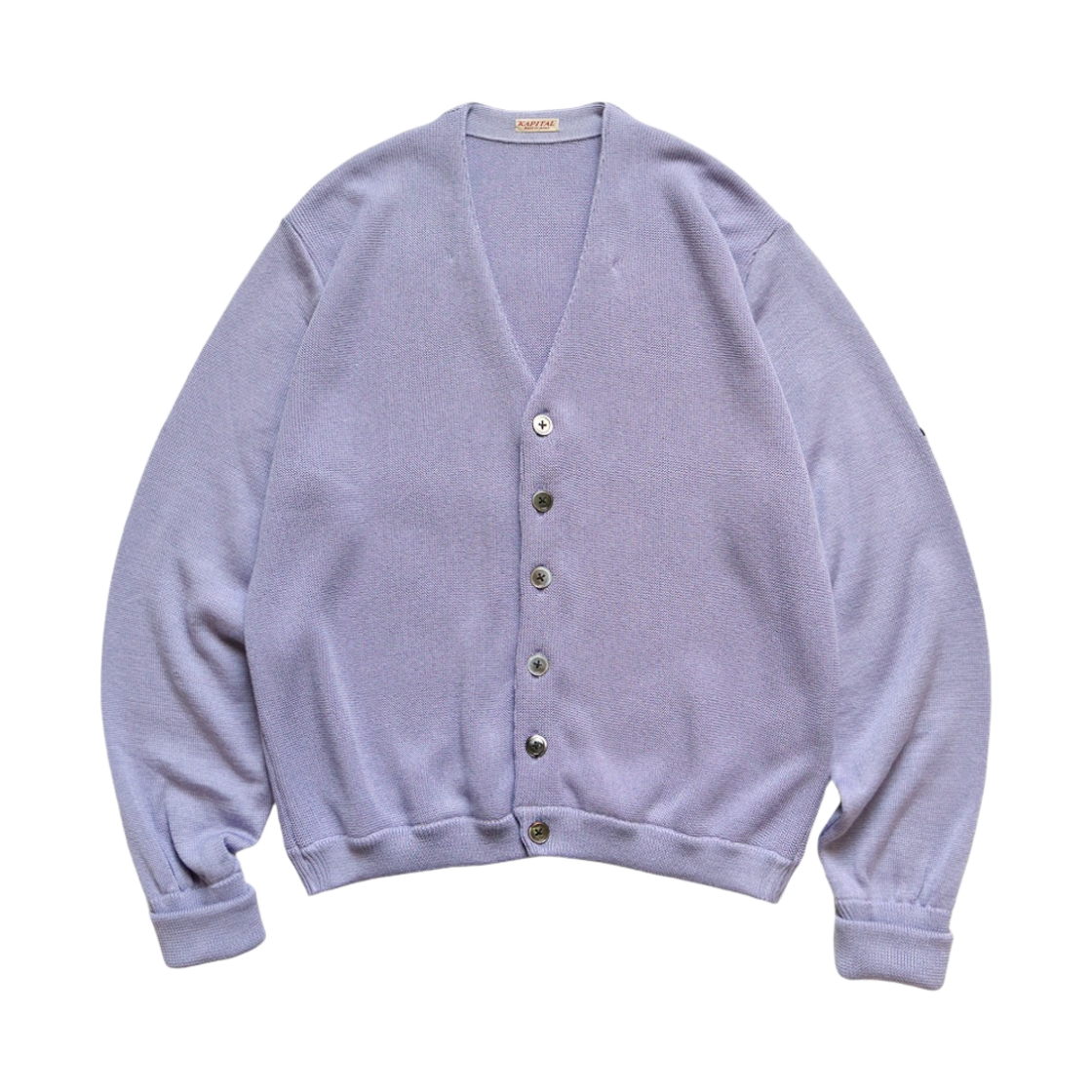 캐피탈 10G 에코 니트 엘보우 코니보위 쇼츠 가디건 바이올렛(Kapital 10G Eco Knit Elbow Coneybowy Short Cardigan Violet) - 1