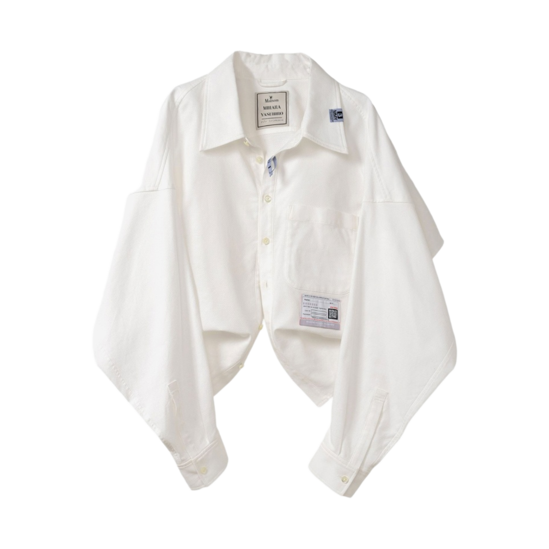 (W) 메종 미하라 야스히로 크롭 셔츠 화이트((W) Maison Mihara Yasuhiro Cropped Shirt White)
