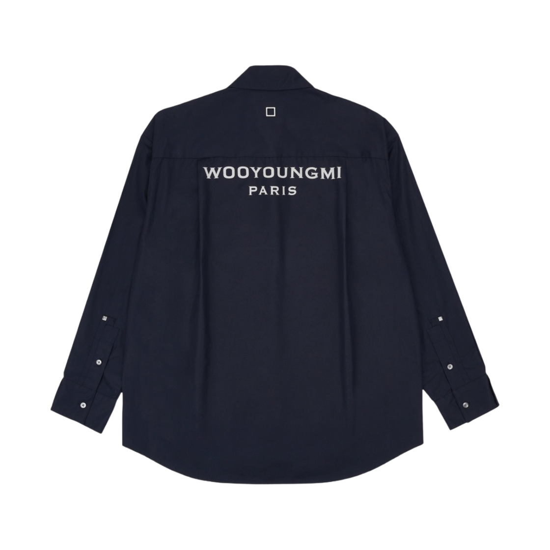 우영미 코튼 백로고 셔츠 네이비 - 23FW