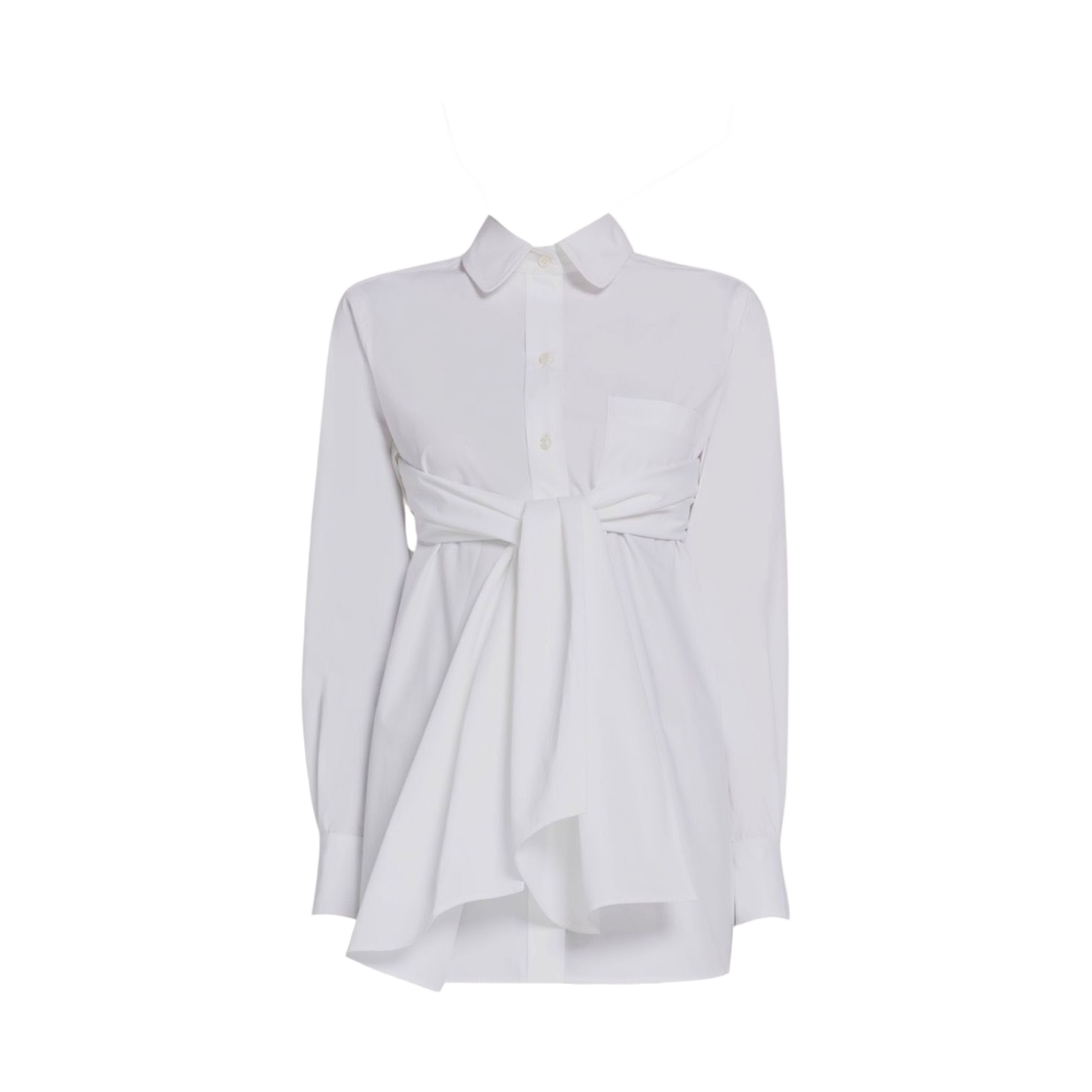 (W) 톰브라운 헤비 포플린 오픈백 트위스트 셔츠 화이트((W) Thom Browne Heavy Poplin Openback Twisted Shirt White) - 1