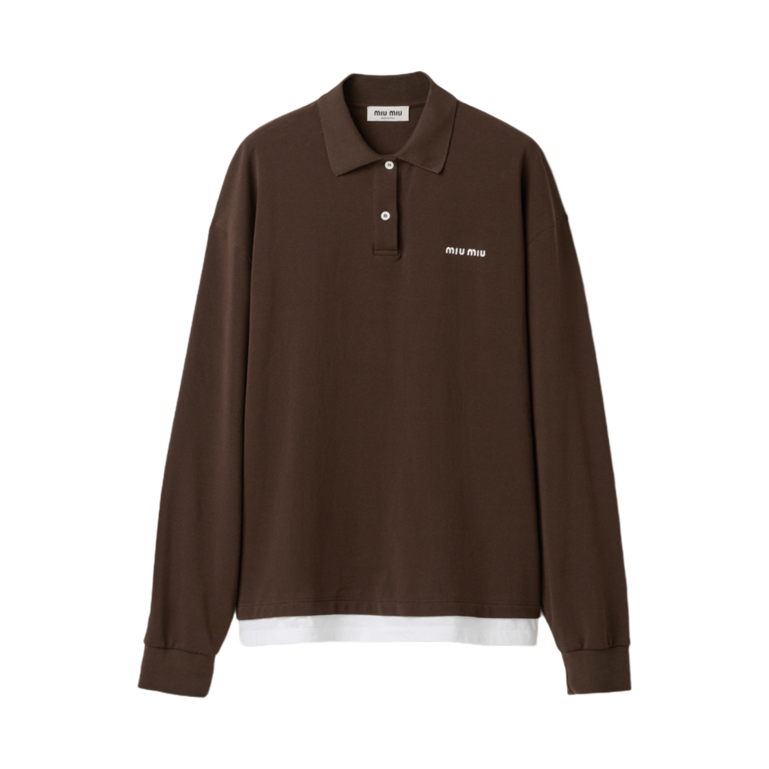 미우 미우 피케 앤 저지 폴로 셔츠 코코아 브라운