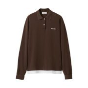 Miu Miu Pique and Jersey Polo Shirt Cocoa Brown