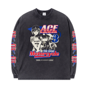 QT8 GARMENTS TL Ace Motors SP Washed Long Sleeve Black