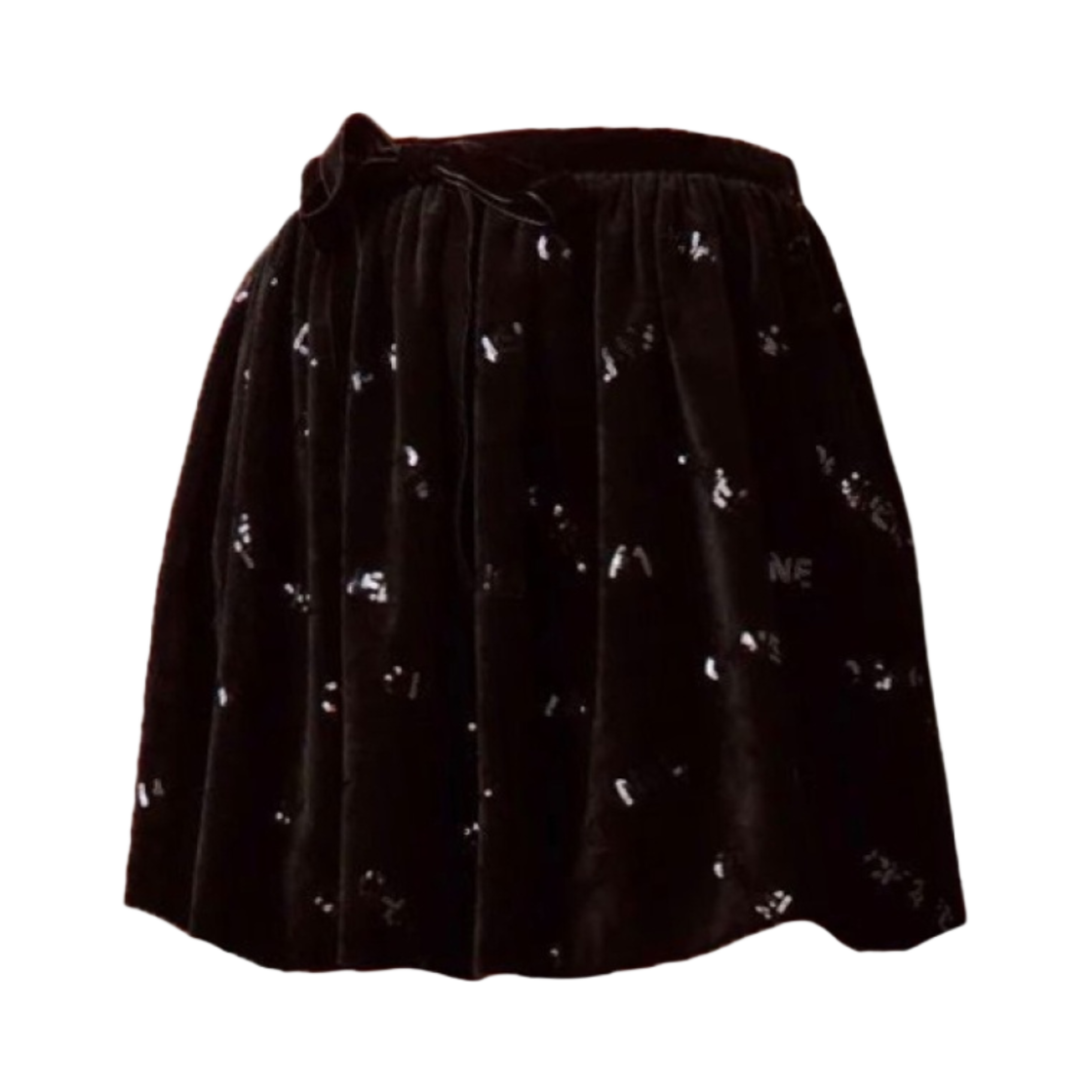 P73382-V64928-94305 (W) Chanel Skirt Sequin Embroidered Velvet Black