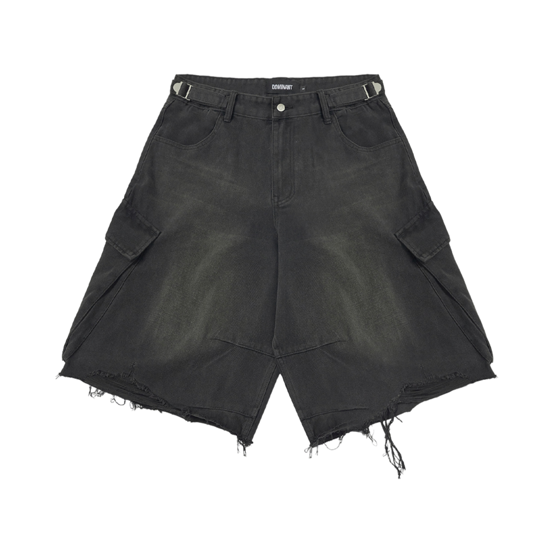 DMNT24SSSPT_01 Dominant Dirty Wide Bermuda Pants Denim Black