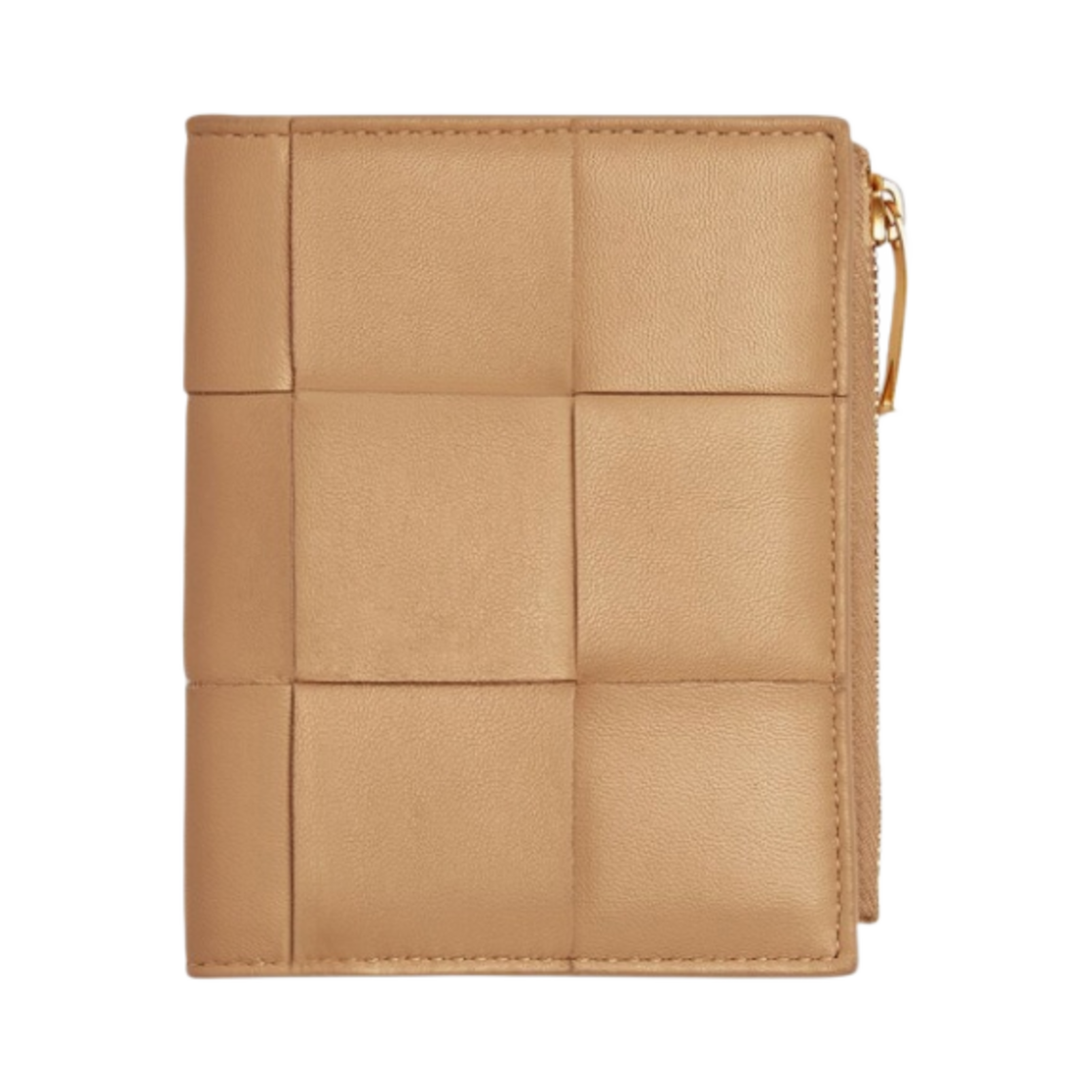 651381VCQC42700 Bottega Veneta Small Cassette Bi-Fold Zip Wallet Almond